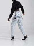 Casual Mid-Waist Zip, Faded Women's Light Color Casual