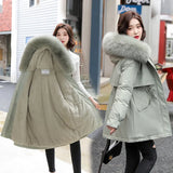 Send To Overcome The New 2024 Long Temperament Cotton-Padded Jacket Small Winter Plus Velvet Plus Thick Large Size Women Cotton-Padded Clothes-Outfit