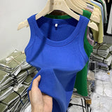 Girls Tight Anti-Smooth Threaded Vest Women's Spring And Summer Suit Slim Top Ins