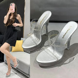 Zingj Waterproof Platform Fine Heel Buckle Ultra High Heel Women's Shoes Sandals Fashion Runway Shoes 2023 New Fashion Rhinestone