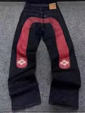 Hip Hop Sells Straight Jeans Retro Street Lovers Print High Street Men's Punk