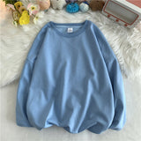 Korean New Women Basic O Neck Sweatshirt Spring Oversized Solid 12 Colors Hoodies 2022 Girls Casual Harajuku