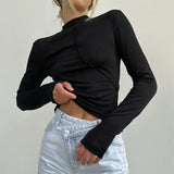 Split Line Long Sleeve Half Turtleneck