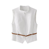 Vest Top 2010816 With Belt Wide Pleated Skirt Trousers 4365403