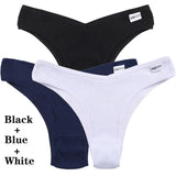 3Pcs Cotton Panties Women's Underwear G-string Comfortable Casual T Back Female V Shaped Waist Thong Intimate
