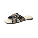 Zingj Size 42 Online Celebrity Slippers Women Wear 2023 New Summer Fashion Flat-Soled Sandals