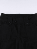 Buttoned Straight-Leg Cargo Jeans- Outfit