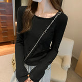 Straighten Shoulder Long-Sleeved T-Shirt The New Autumn Style Is Slim, Slim, Slim And Short-Bottomed