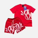 Aesthetics Male Gothic 2-Piece Hip-Hop Alphabet Print 0-Collar T-Shirt + Rope Wide Legs And