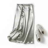New Satin Champagne Medium-Long Fashionable Half