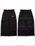Street Hip-Hop Embroidered Jeans Men's Summer Tide Brand Straight Wide-Legged Casual