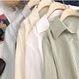Elegant Women Blouses Cool Korean Long Sleeved Sunscreen Chiffon Shirt Jacket for Women Beach Shirt Long Tunic for