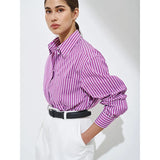 Zingj Striped Shirt 2024 New Fashion Versatile Loose Polo Striped