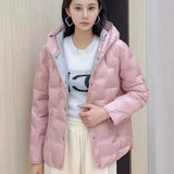 Autumn And Winter New Fashion Pressure Glue In The Thin Down Jacket Female Hood Short Fashion Warm Winter Dress Coat Tide-Outfit