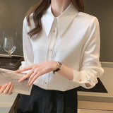 Long-Sleeved Vertiny Shirt In Autumn 2025 Female OL Commuting Leisure Thin Simple Gloss Temperament