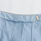 New Pleated Fashion Short Denim Skirt