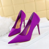 Zingj Korean Version Of Fashion Pedicure Delicate Show Thin High Heels Ultra High Heel Silk Shallow Pointed Single