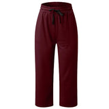 Waist Casual Sports Three-quarter Length Wide