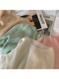 Zingj Chic Ice Cream Cream Sweater Female Early Spring Soft Waxy Hollow Out Sweater Thin Round Collar Over High Waist