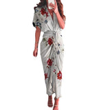 Women's Fashion Dress INS Temperament Fashion Printed Shirt Folded