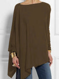 Sleeve Irregular Solid Color Pullover T-shirt Casual
