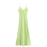 New Women's Wear Fashion Leisure Silk Satin Flute Suspender Skirt