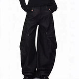 And Winter Wearing Black Ash Splicing Colliding College Style Cardigan Sweater Over The Couple Niche Oversize Knitwear