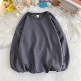 Korean New Women Basic O Neck Sweatshirt Spring Oversized Solid 12 Colors Hoodies 2022 Girls Casual Harajuku