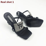 Sandals Women 2022 Luxury Brand Letter Fashion Summer Sexy Crystal Rhinestone High Heels Stiletto Wedding Shoes Woman