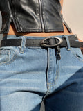 Gothic Dark Punk Style Moon Black Belts for Women Fashion Vintage Y2K Accessories Leather Belt All-Match Sashes