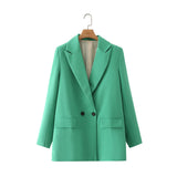 New Pure Color Double-Breasted Loose Casual Suit Jacket In
