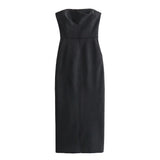 New Solid Color Slimming And Wiping Chest Medium-And Long-Style Dress
