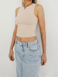 Tight Bottomed Shirt With Round Neck Racerback