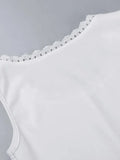 vintage tank top with button placket and lace