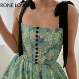 Women Cami Floral Button Belt Mini Layered Summer Sweet