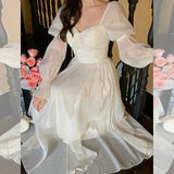 Sweet Midi Dresses for Women 2023 Summer Elegant Party Long Sleeve Lady Vestidos Slim Korean Fashion Causal Female