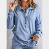 Color Knitted Shirt Women's Single Buckle Collar Long Sleeves Loose Leisure Bottoming Top Autumn And Winter