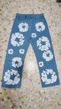 Printing Trend High Street Wash Straight Tube Jeans Couples Loose Casual