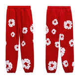 Printed Flower Wood Cotton Loose Sweater Y2K Hip Hop Street Pullover For