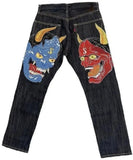 High Street Jeans Male Personality Printed Hip Hop Fashion Clothing Straight Pants High Waist Y2K