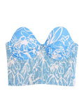 Women Fashion Strapless Printed Bustier And High Waist Straight Pants Female Two Pieces Sets