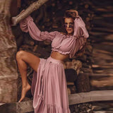 Autumn And Winter New Sexy Navel Skirt Suit INS Leisure Style Belt Two-Piece