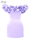 Quality Summer Bodycon Party Dress Women White Ruffle Dress Elegant Off The Shoulder Mini Dress Celebrity Even Club