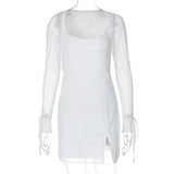 Zingj Women's Wear 2024 Summer New Fashion Temperament Long Sleeve Sexy Mesh Splicing