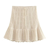 Mesh Knitted Blouse Mesh Jacquard Mini Skirt
