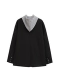 Autumn Winter Women's Coat Patchwork Japaneses Korea Design Elegant Casual Outerwear Y2k Harajuku Oversize Female