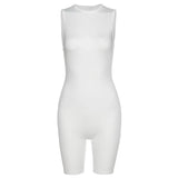 Women Rompers Solid 2021 Summer New Skinny Biker Playsuit Sleeveless Sporty Short Jumpsuit Workout Activewear