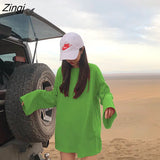 Sleeve T-shirts Women Spring Solid Long-style Loose Ins Basic Ins Casual Fashion Female T-shirt Simple All-match Korean