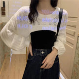 Shrugs Women Solid Loose Crop Top Hollow Out Designer Hipster New-arrival Soft Teenagers Full Sleeve All-match