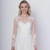 long sleeve lace Appliques jacket Scoop wedding Coat bridal bolero wrap White Lace Bride